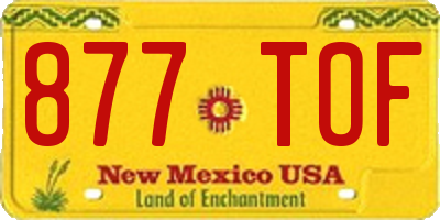 NM license plate 877TOF