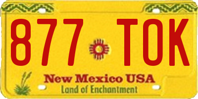 NM license plate 877TOK