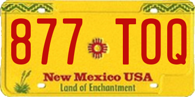 NM license plate 877TOQ