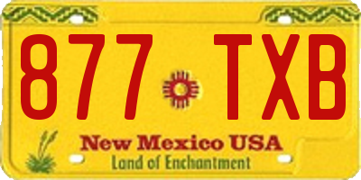 NM license plate 877TXB