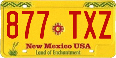 NM license plate 877TXZ