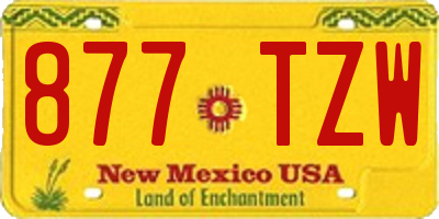 NM license plate 877TZW