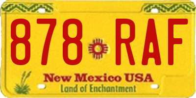 NM license plate 878RAF