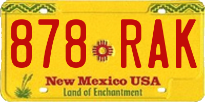 NM license plate 878RAK