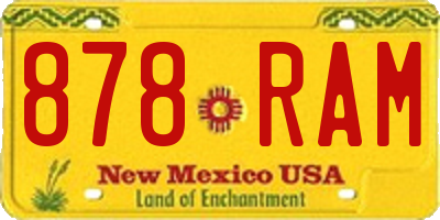 NM license plate 878RAM