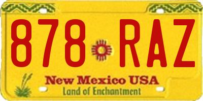 NM license plate 878RAZ