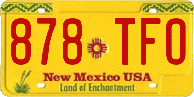 NM license plate 878TFO