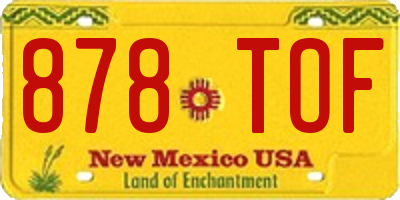 NM license plate 878TOF
