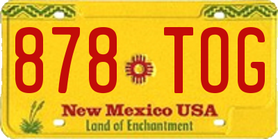 NM license plate 878TOG