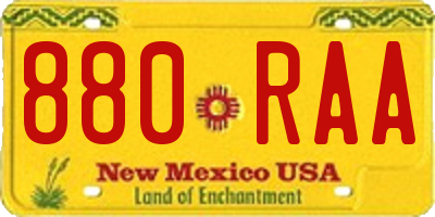 NM license plate 880RAA