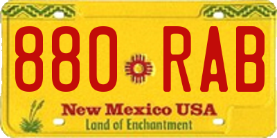 NM license plate 880RAB