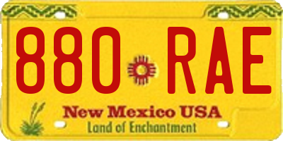 NM license plate 880RAE