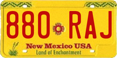 NM license plate 880RAJ