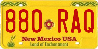 NM license plate 880RAQ