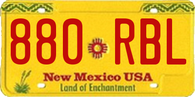 NM license plate 880RBL