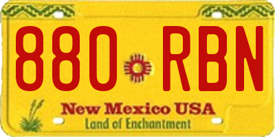 NM license plate 880RBN