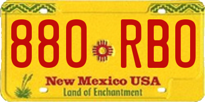 NM license plate 880RBO