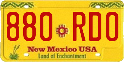 NM license plate 880RDO