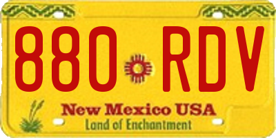NM license plate 880RDV