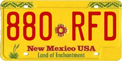 NM license plate 880RFD