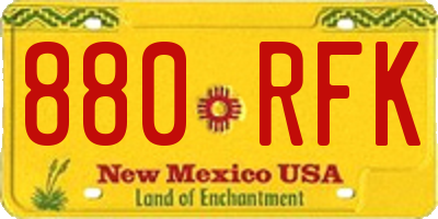 NM license plate 880RFK