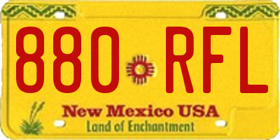NM license plate 880RFL