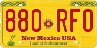 NM license plate 880RFO