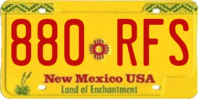 NM license plate 880RFS