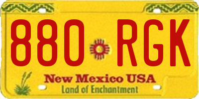 NM license plate 880RGK