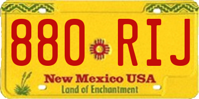 NM license plate 880RIJ