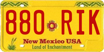 NM license plate 880RIK