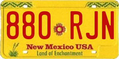 NM license plate 880RJN