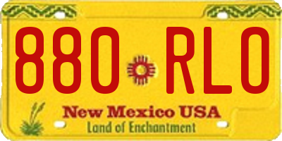 NM license plate 880RLO