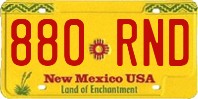 NM license plate 880RND