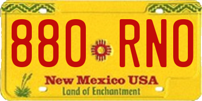 NM license plate 880RNO
