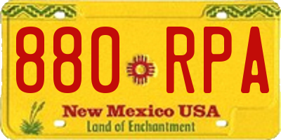 NM license plate 880RPA