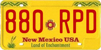 NM license plate 880RPD