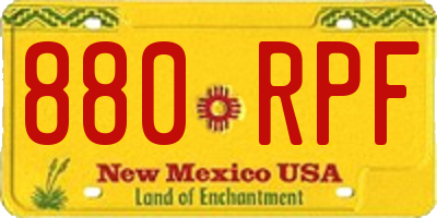 NM license plate 880RPF