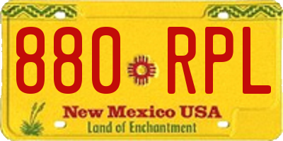 NM license plate 880RPL