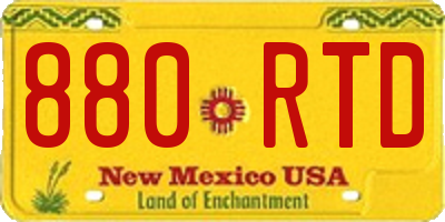 NM license plate 880RTD