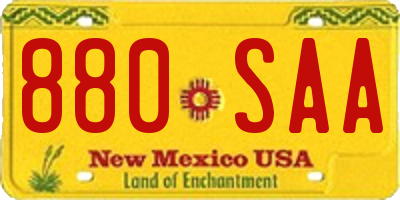 NM license plate 880SAA