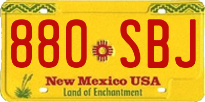 NM license plate 880SBJ