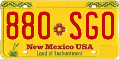 NM license plate 880SGO