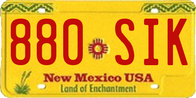 NM license plate 880SIK