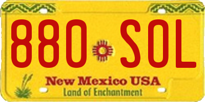 NM license plate 880SOL