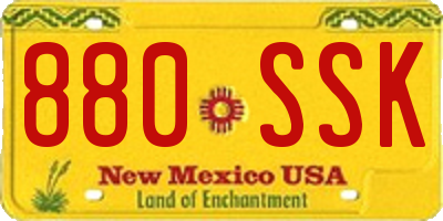 NM license plate 880SSK