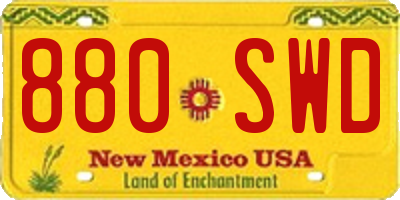 NM license plate 880SWD