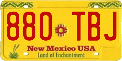 NM license plate 880TBJ