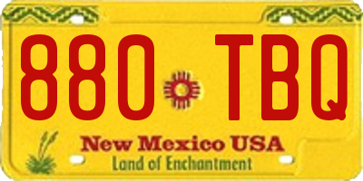 NM license plate 880TBQ