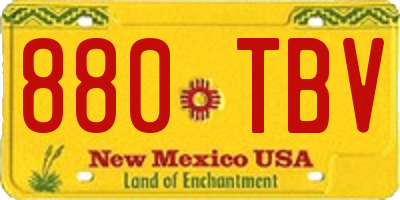 NM license plate 880TBV